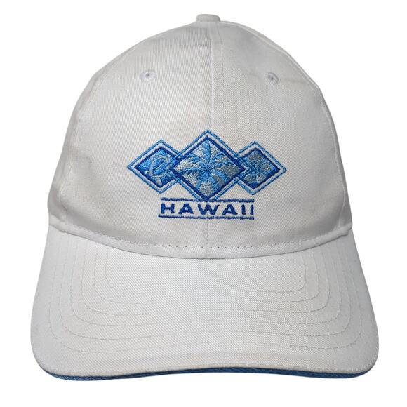 Hawaii Strapback Baseball Cap White One Size Adjustable Embroidered Surfware - Picture 1 of 8